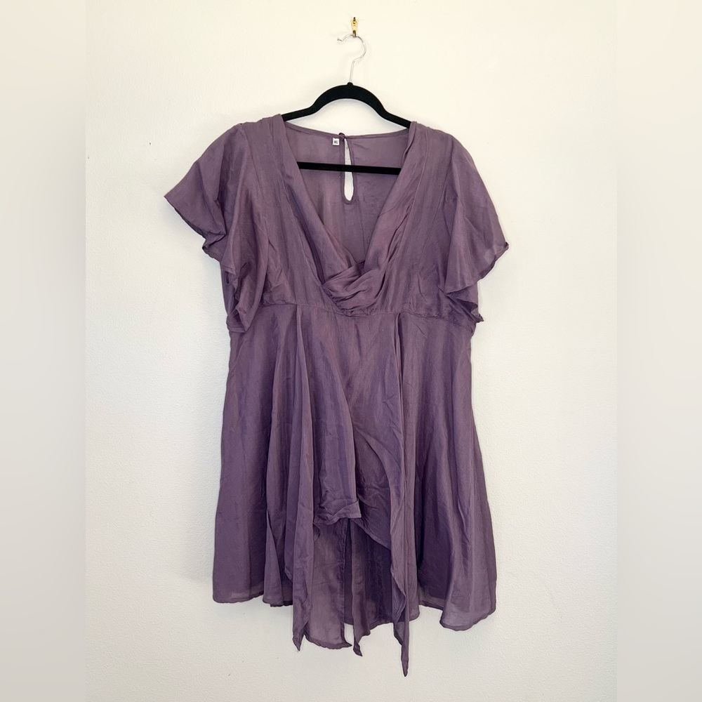 Lilac silk linen floaty faeriecore dress 🪻